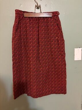 Vintage Kenneth Gordon Red Paisley Midi Skirt